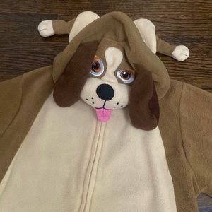 Boys size large puppy, onesie, pajamas, gray for Halloween. Zip up front.